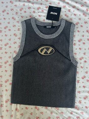 NOW Sleeveless Knit Logo Tank - Charcoal & Light Gray